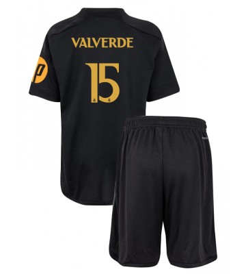 Real Madrid Federico Valverde #15 Tercera Equipación Niños 2023-24 Manga Corta (+ Pantalones cortos)